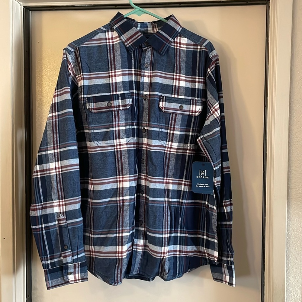 FLANEL LONG SLEEVE BUTTON UP COLLAR GEORGE LARGE
